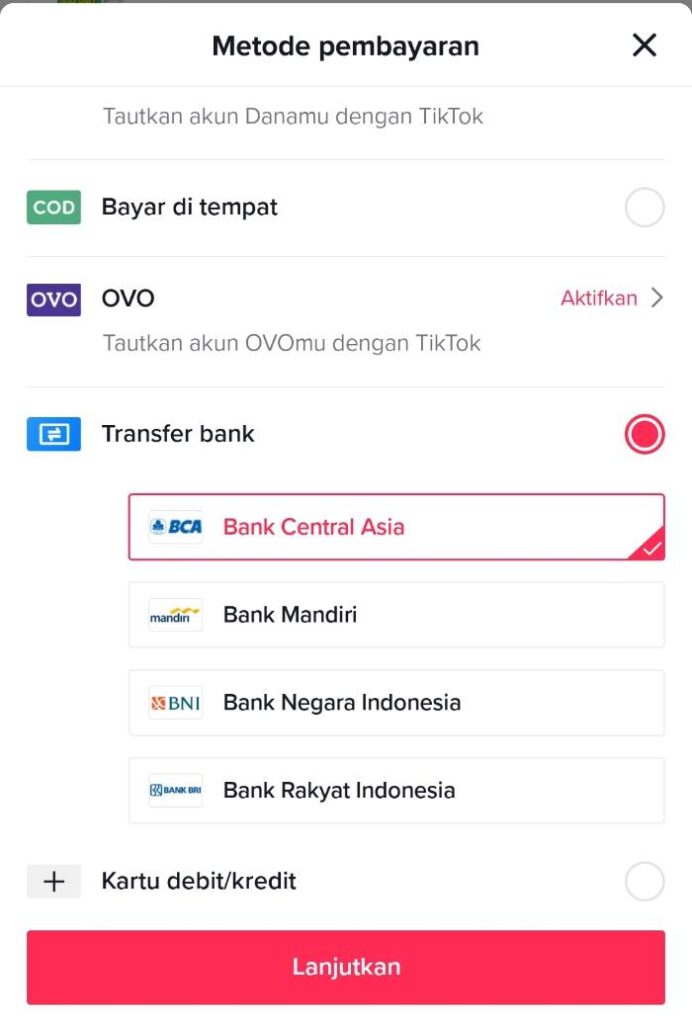 Lanjutkan dengan memilih “Transfer Bank” lanjut dengan “Bank Mandiri” kemudian ke “Buat Pesanan”